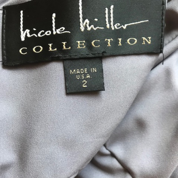 Nicole Miller Crumpled Effect Grey Metalic Dress - Picture 5 of 5